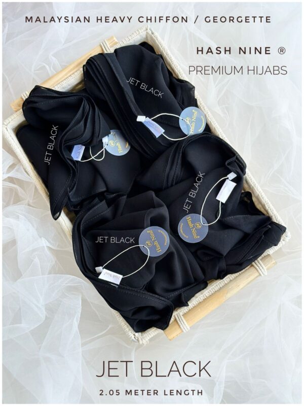 JET BLACK Malaysian Georgette Hash Nine