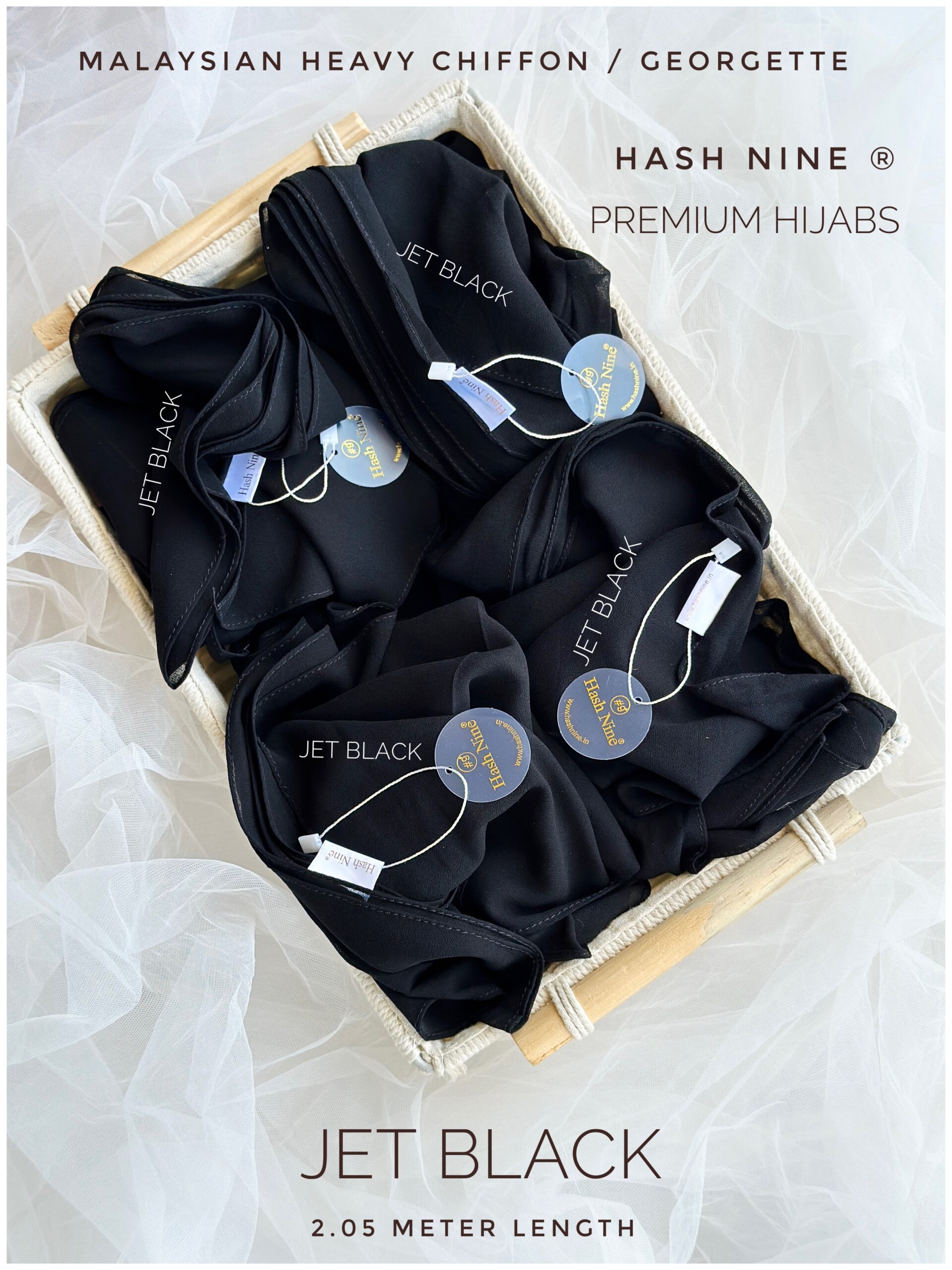 TRIPLE BLACK / JET BLACK HASH NINE Malaysian Georgette