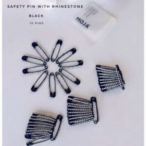 Moja Safety Pins Rhinestone Black
